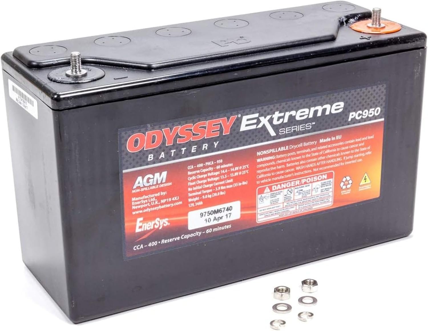 ODYSSEY ODS-AGM30E PC950 AGM Battery – 950 PHCA, 400 CCA, Deep Cycle and Starting Power