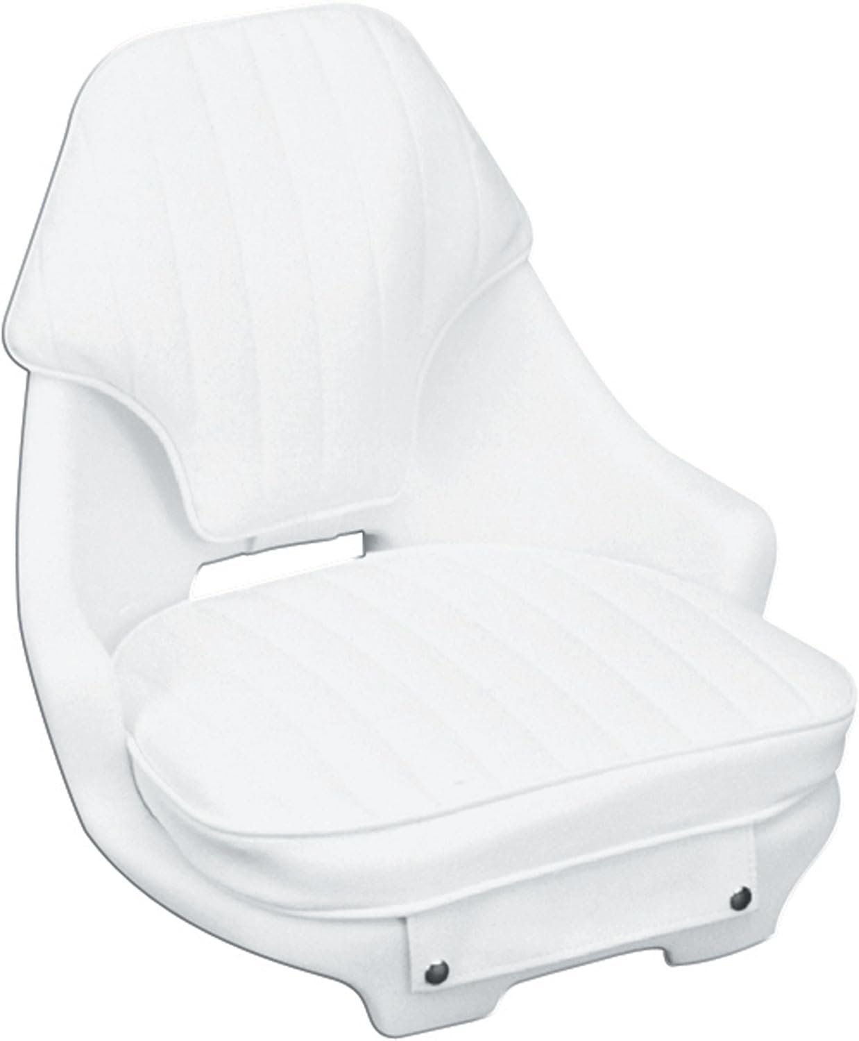 Moeller ST2050HD Narrow Helm Seat Set – White Marine Chair with Cushion Set and Mounting Plate for Tight Console Layouts