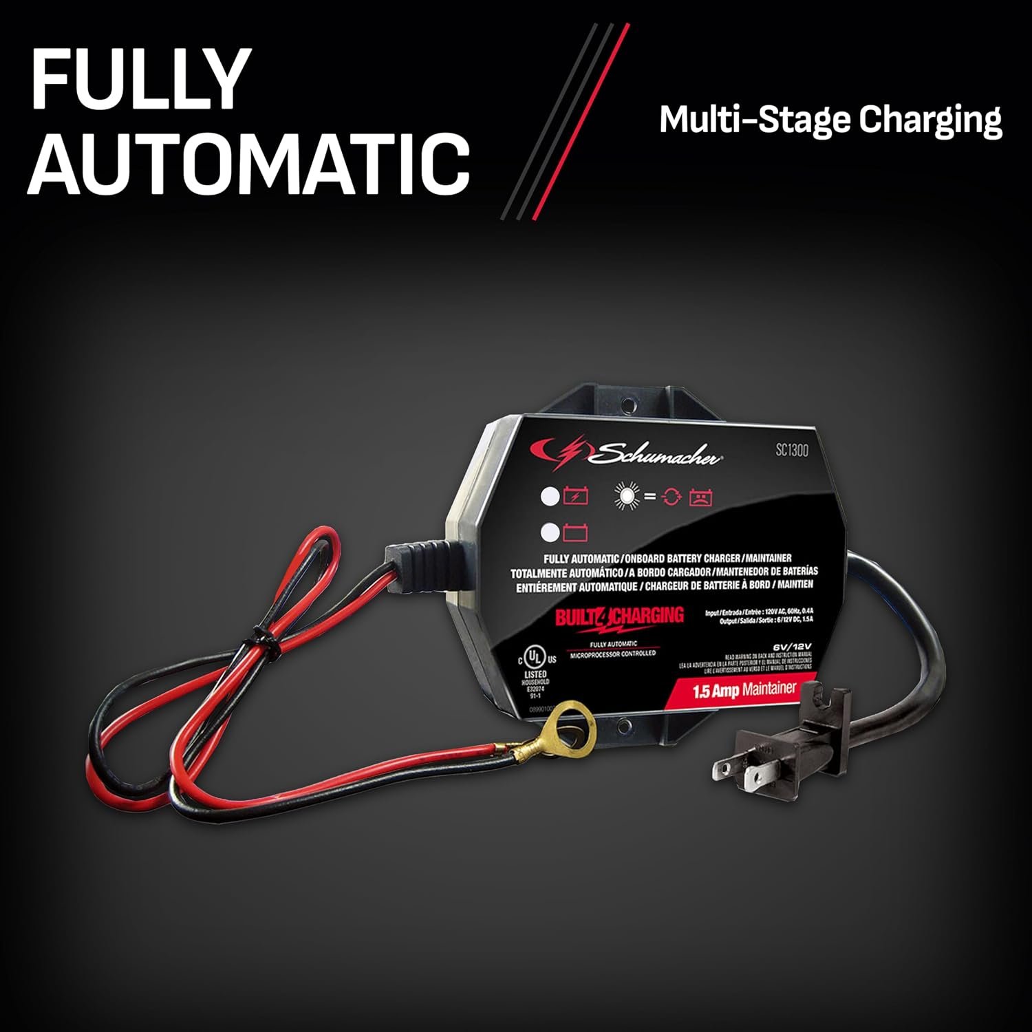 Schumacher SC1300 1.5 Amp Battery Charger and Maintainer – Automatic Charger for Automotive, Marine and Powersports Batteries - Image 5