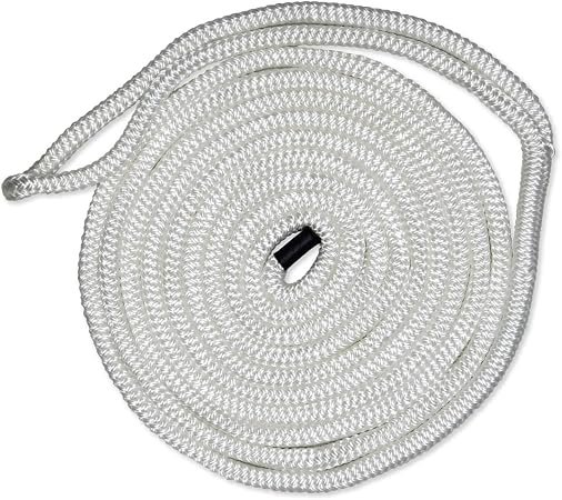 CMP Group CDL1225WH Double-Braid Dock Line – 1/2-In x 25-Ft White Marine Mooring Rope for Boat Docking