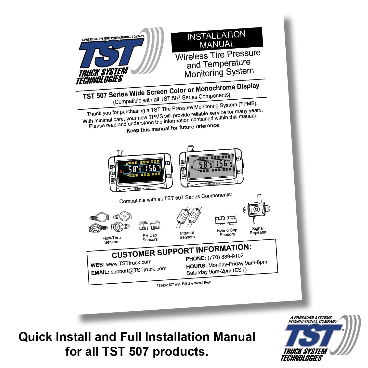 Truck System Technologies TST507RV6C 507 Series TPMS System – 6 Cap Sensors, 3.5in Color Display, Signal Repeater Included - Image 8