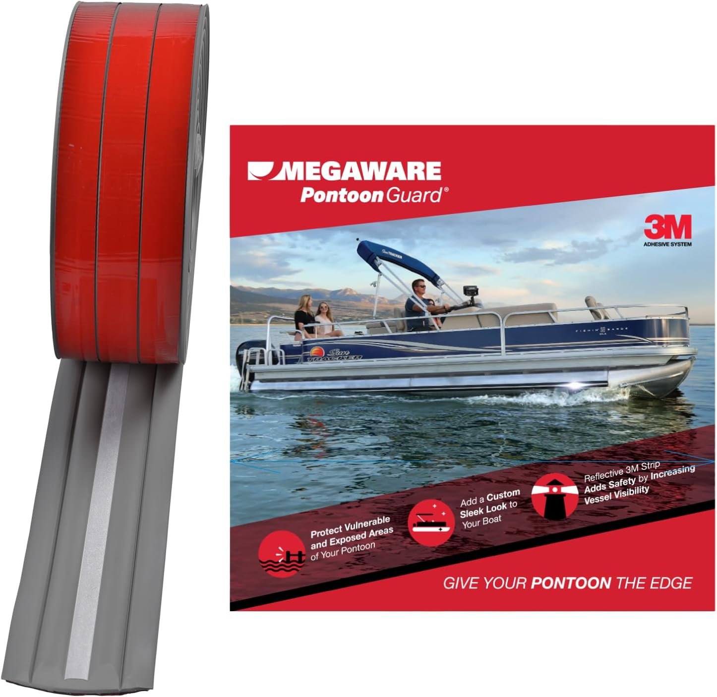 Megaware PontoonGuard 30532 Gray Pontoon Protection Kit – 32ft UV-Stabilized Guard for Dock and Trailer Protection