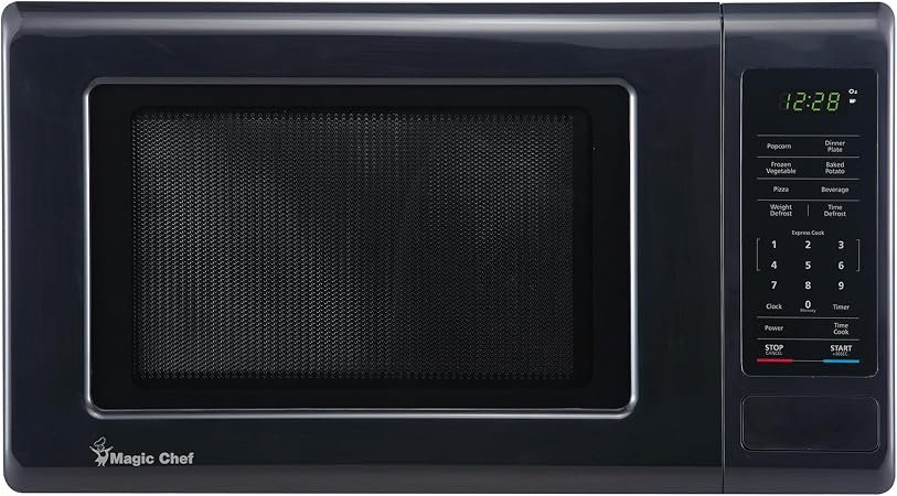 Magic Chef MC99MB Countertop Microwave – 0.9 Cu Ft Capacity – 900 Watts – Black Digital Controls