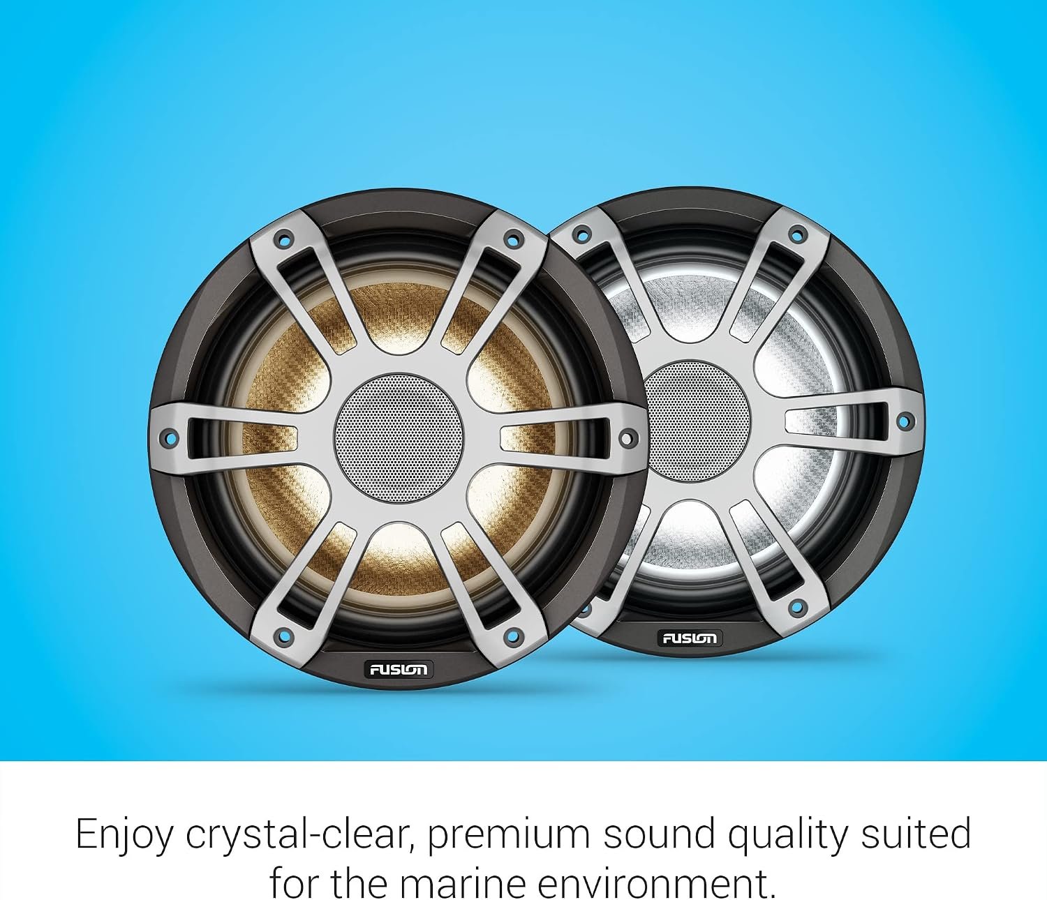 Fusion Signature Series 3i Marine Subwoofer – Sports White Grille, CRGBW Lighting and Marine-Rated Performance - Image 3
