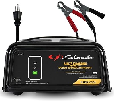 Schumacher SC1320 Battery Charger – 6A/2A Basic Charger and Maintainer for Automotive and Marine Batteries