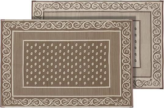 Faulkner 48824 Walk & Play Vineyard Mat – 36in x 68in Reversible Polypropylene Outdoor Rug in Brown and Beige