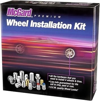 McGard 65610BK Black SplineDrive 6-Lug Wheel Installation Kit – M14x1.5 Thread, 1.935in Length, 24-Piece Wheel Hardware Set
