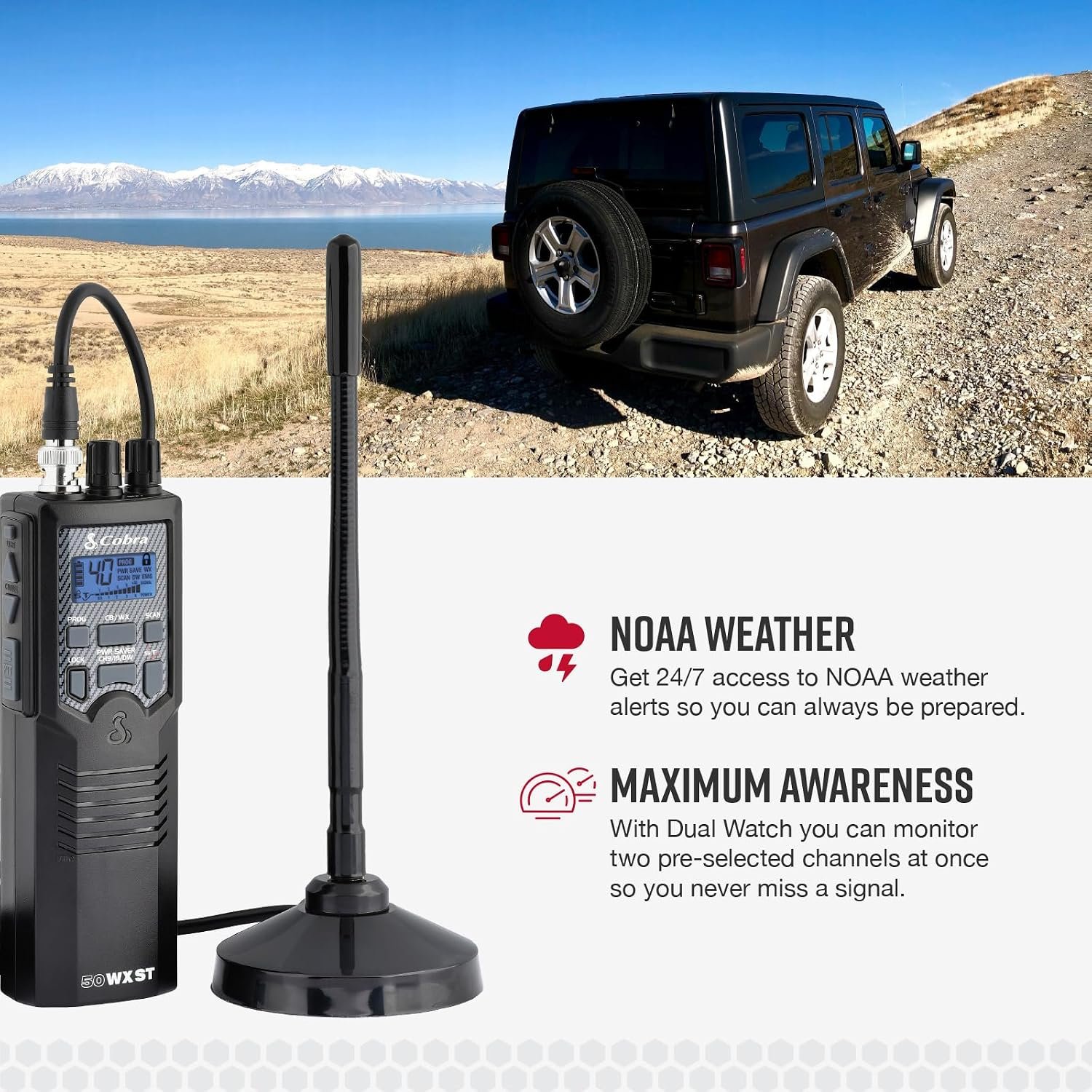 Cobra HHRT50 Portable 40-Channel CB Radio – Handheld Citizen Band Radio with Mobile Adapter and Battery Operation - Image 4