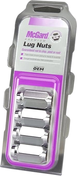 McGard 64069 Chrome Cone Seat Lug Nut Set – M14x1.5 Thread, 22mm Hex, 1.635in Length, Steel Construction 4-Pack