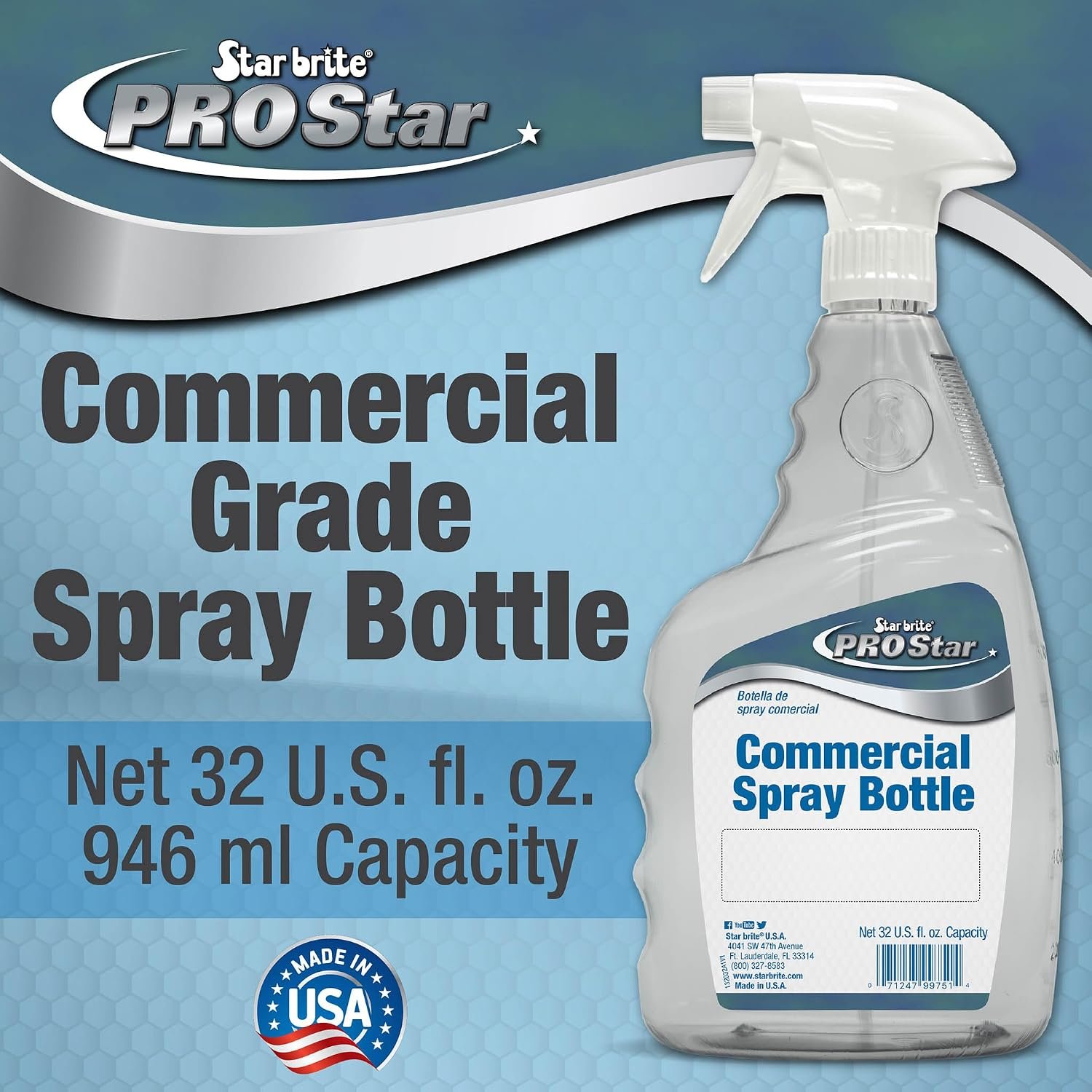 Star brite PRO 132032 Commercial Spray Bottle – 32 oz Clear PVC Bottle with Adjustable Nozzle and Premium Spray Head - Image 3