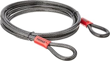 Trimax TDL1212 Trimaflex Security Cable – 12ft x 12mm Quadra-Braid Steel Dual Loop Vinyl-Coated Cable