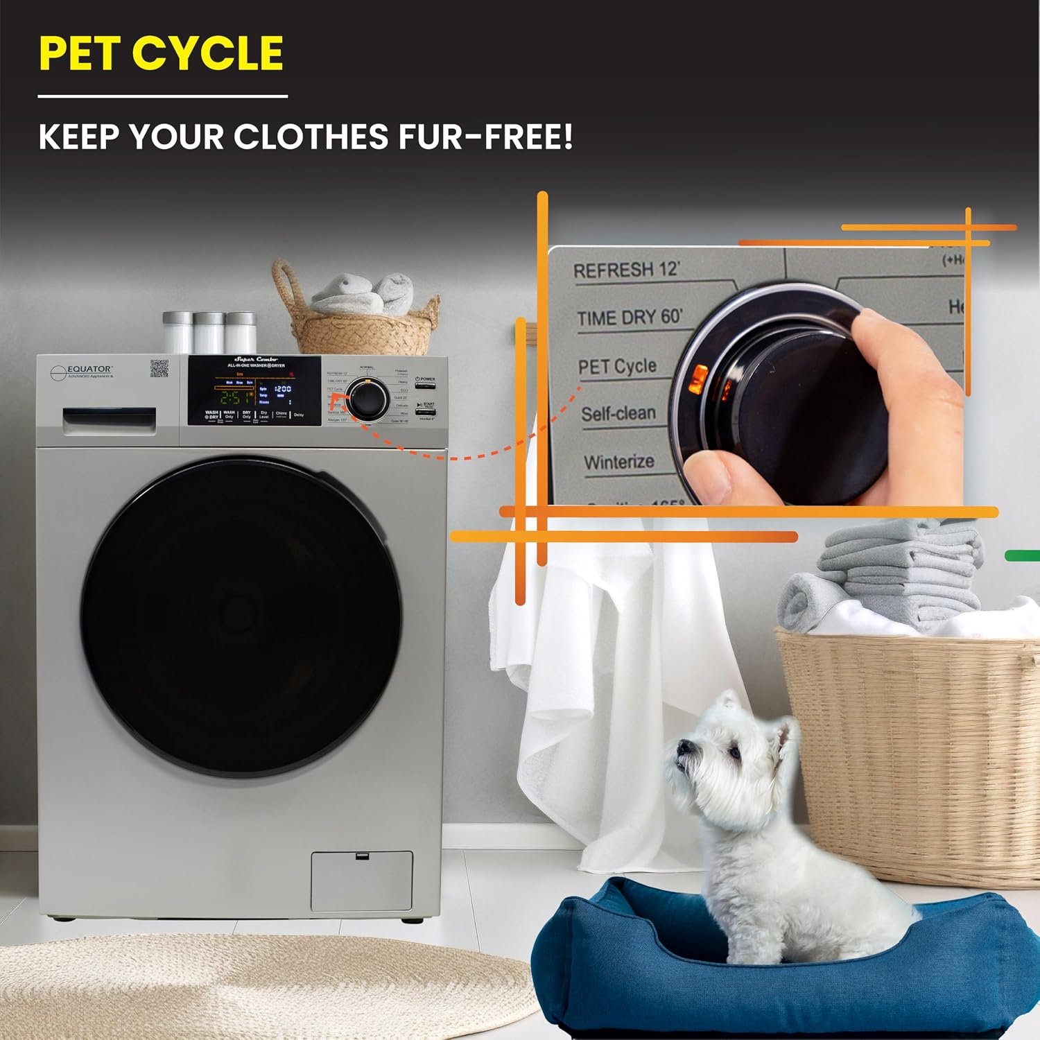 Pinnacle 800VSILVER Vented Washer Dryer Combo – 13 lb Capacity Silver Finish with Compact All-in-One Laundry Design - Image 8