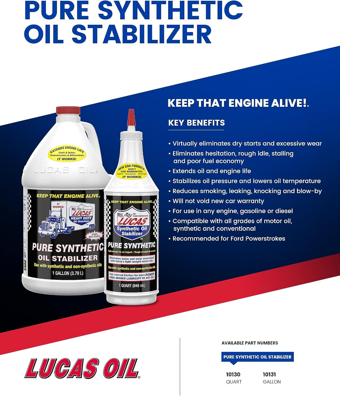 Lucas Oil 10131 Synthetic Heavy Duty Oil Stabilizer – 1 Quart Full Synthetic Additive for Engines and Transmissions - Image 4