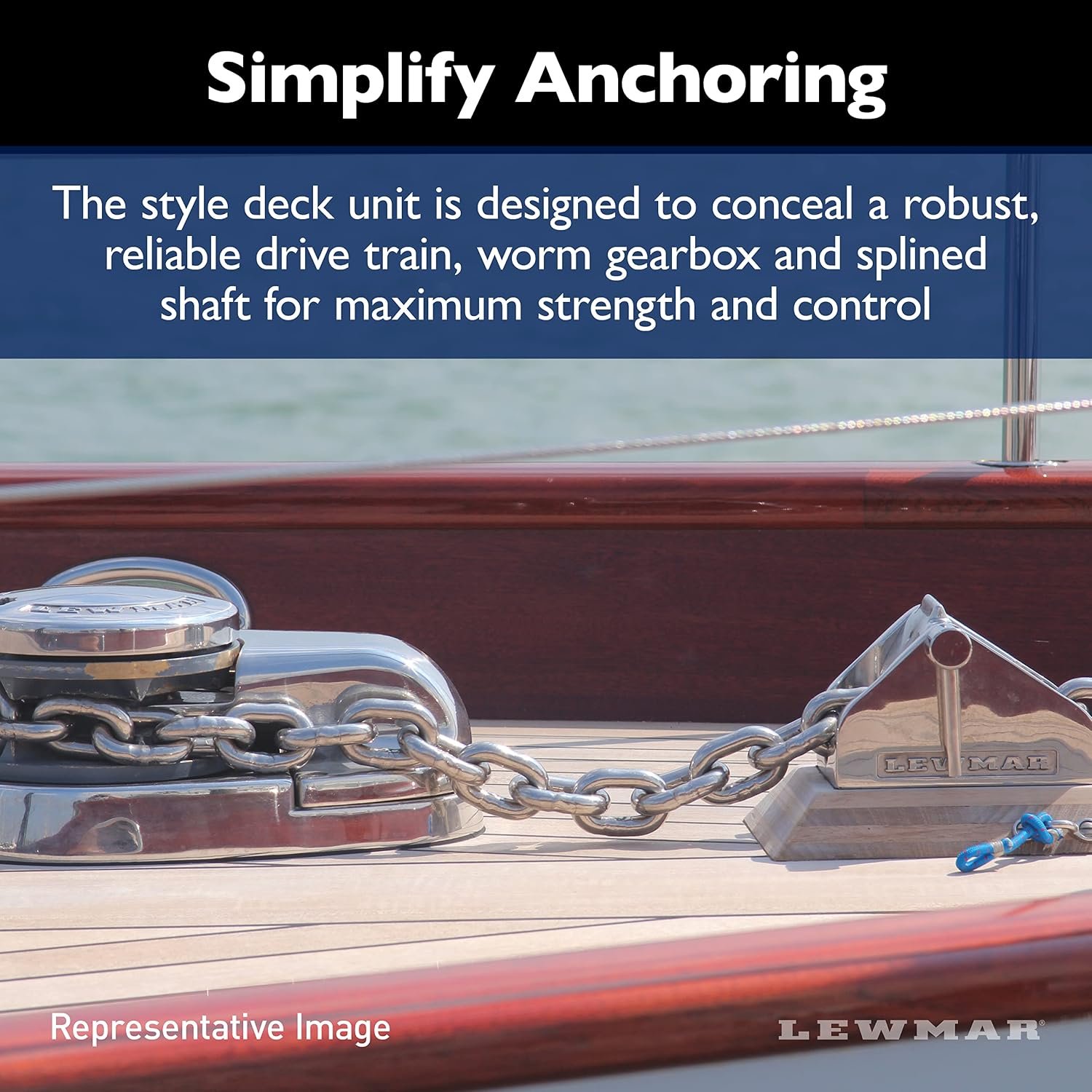 Lewmar V3 GD FF 12V Windlass Kit – 12V Freefall Anchor Windlass Package with Gypsy Drum Configuration and Deck Hardware - Image 7