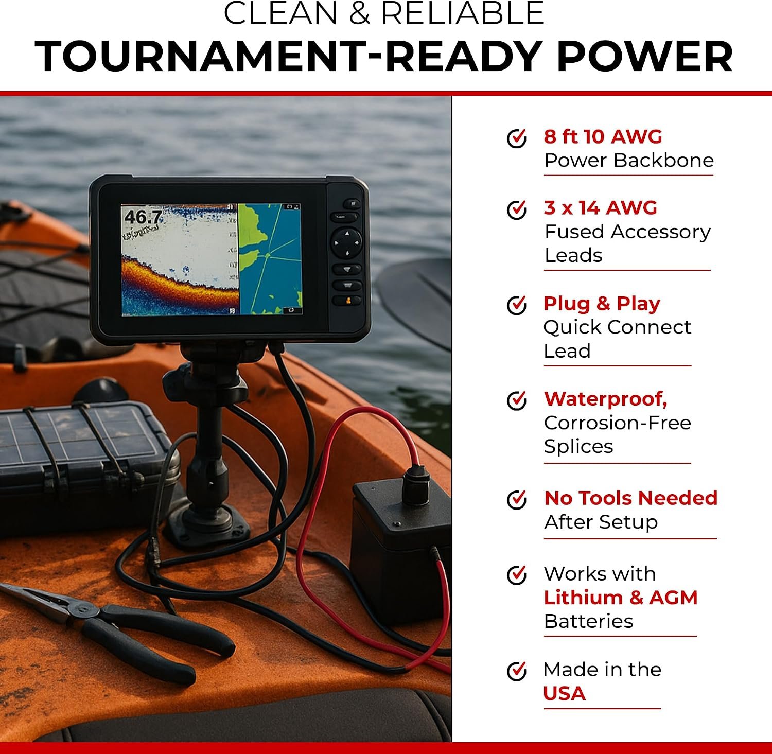 Connect-Ease CE12VGPYAK YAK EASE Graph Power Kit – 12V Quick-Connect Wiring System for Kayak Fish Finders and Marine Electronics - Image 6