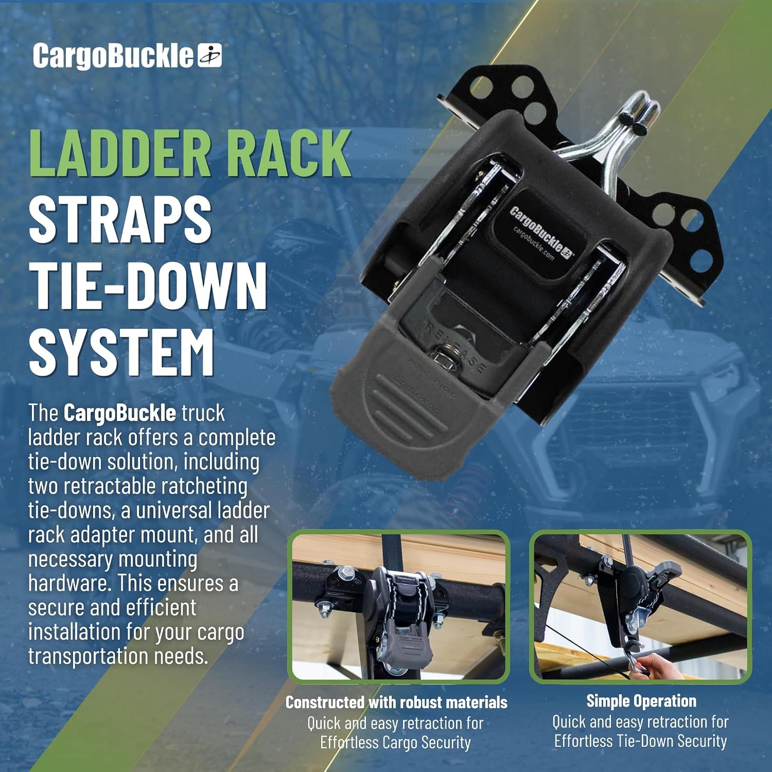 IMMI CargoBuckle F153180 Ladder Rack System – 2in Retractable Tie-Down Assembly for Truck Ladder Rack Cargo Securement - Image 3