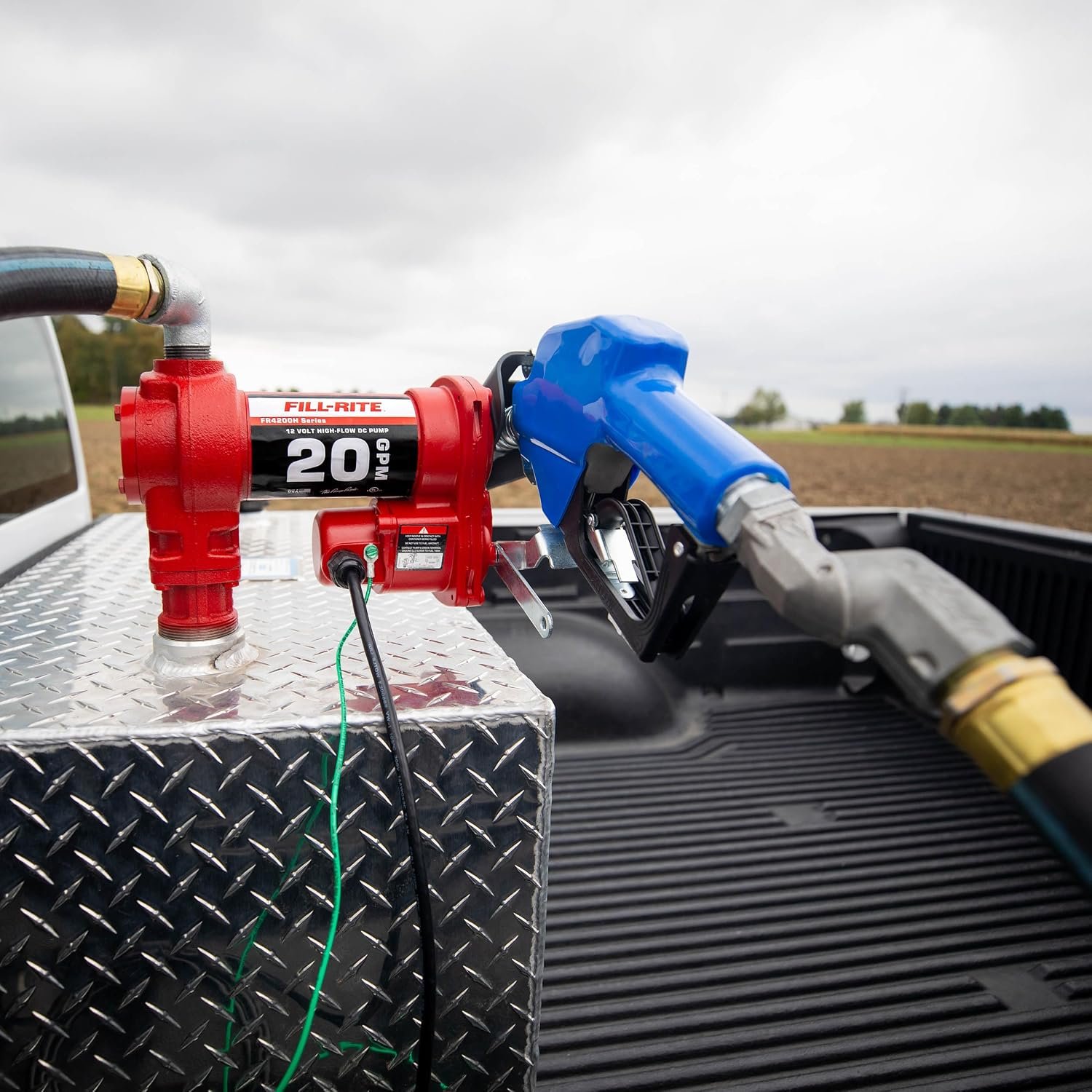 Fill-Rite R4220HDSFQ 12V DC High Flow Fuel Transfer Pump – 20 GPM Cast Iron Pump with 1in x 12ft Hose and Automatic Nozzle - Image 5