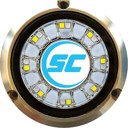 Shadow-Caster SCR-16 Blue/White Underwater Light – 16-LED Bronze Marine Fixture with Dual-Color Illumination
