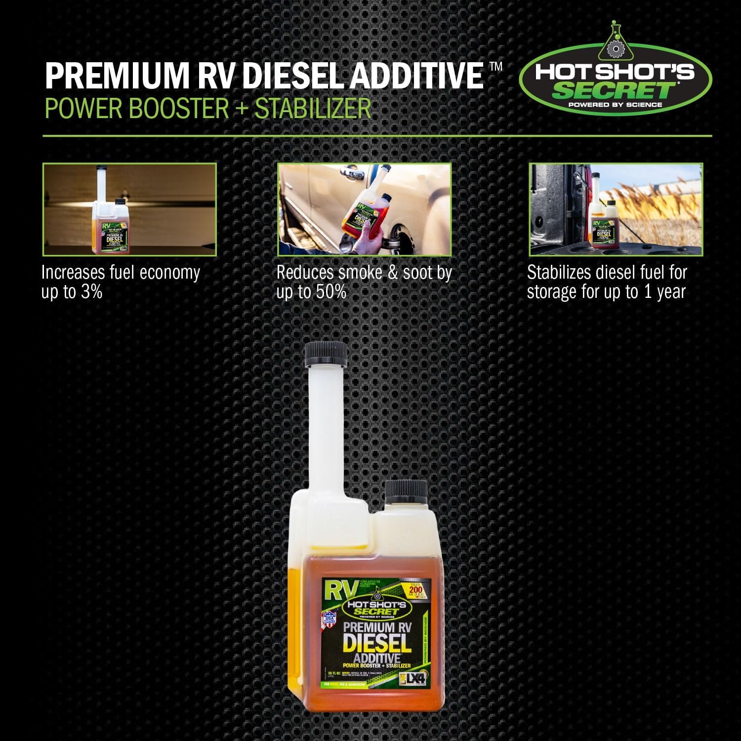 Hot Shot's Secret RVDSL16ZSP Premium RV Diesel Additive – 16 oz Squeeze Bottle Fuel Treatment for Motorhomes and Diesel RV Systems - Image 3