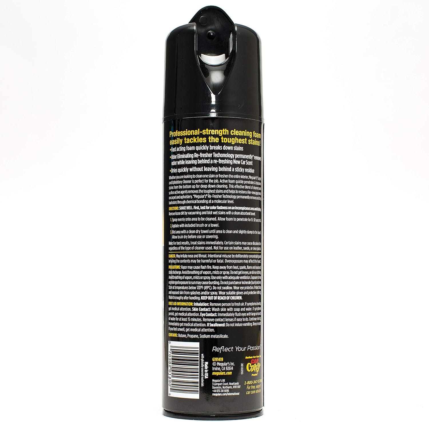 Meguiar's G191419 Carpet & Upholstery Cleaner – 19 oz Aerosol Fabric Stain and Odor Remover - Image 3