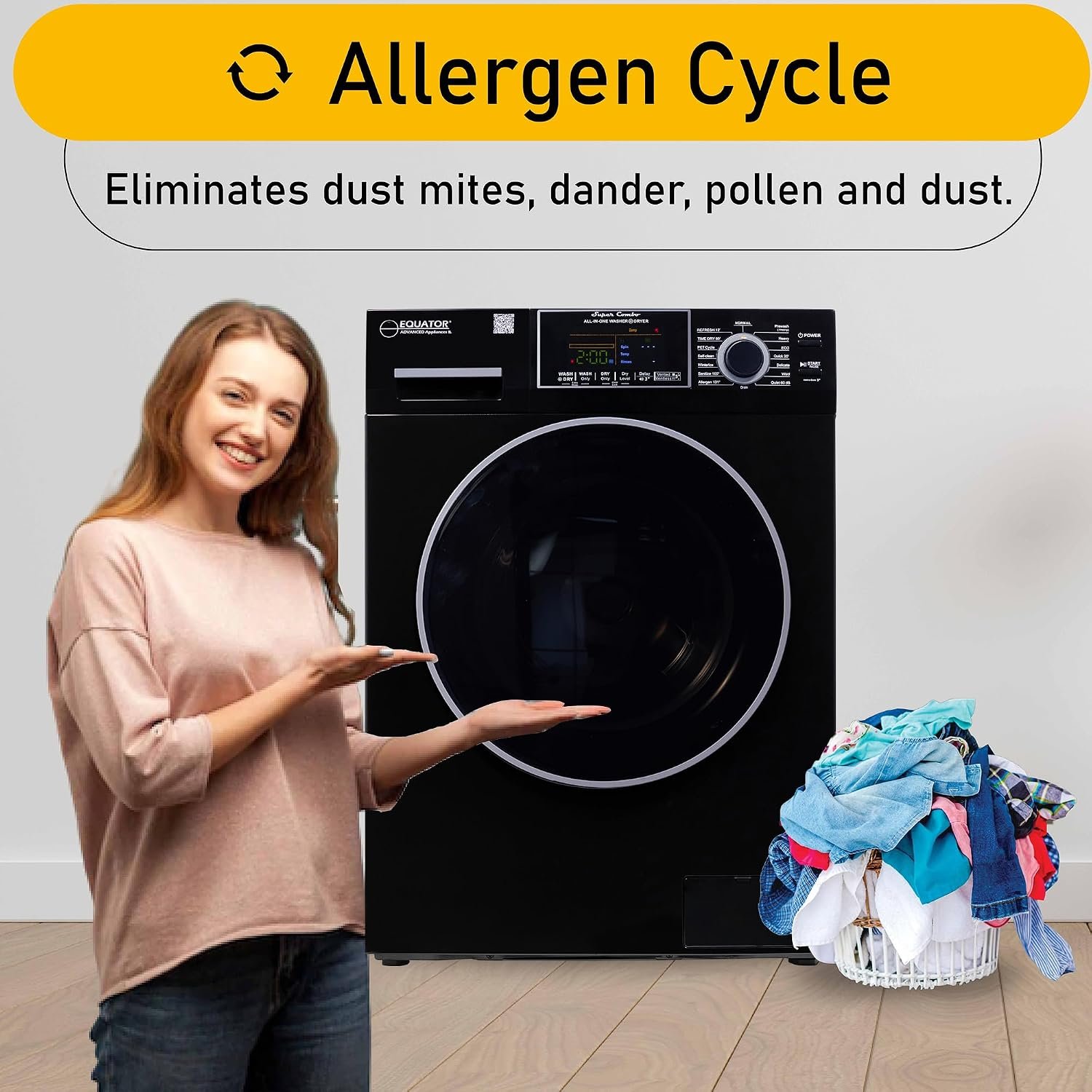 Pinnacle 224600LB Large Super Combo Washer Dryer – 15 lb Capacity Black Finish with Ventless Drying System - Image 7
