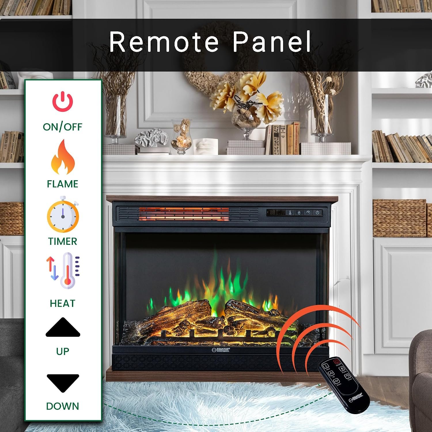 Pinnacle PFL24 Electric Fireplace Insert – 5000 BTU Heating, 400 Sq Ft Coverage, Simulated Logs, Recessed Mount - Image 5