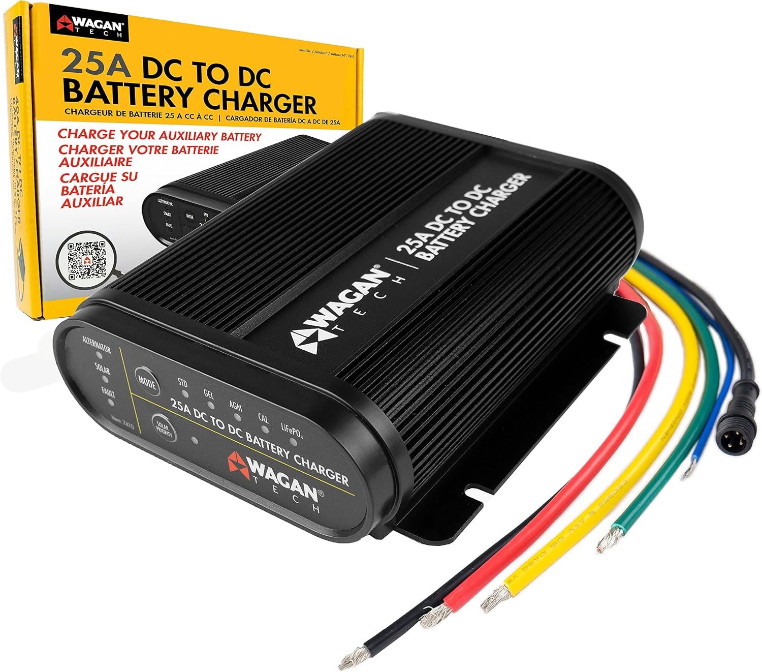 Wagan 7410 25A DC-to-DC Battery Charger – Smart Multi-Stage Charger for 12V Auxiliary and Dual Battery Systems
