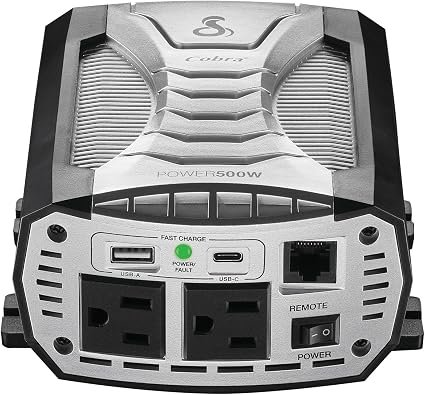 Cobra CPI500W 500-Watt Power Inverter – Modified Sine Wave Output with Dual GFCI AC Outlets and USB Fast Charging