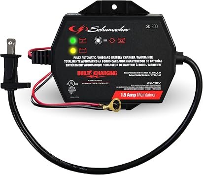 Schumacher SC1300 1.5 Amp Battery Charger and Maintainer – Automatic Charger for Automotive, Marine and Powersports Batteries