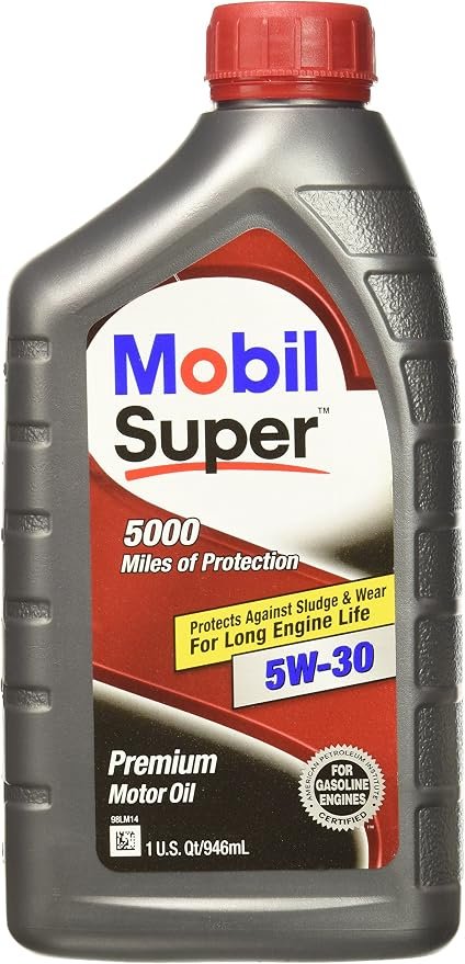 Mobil Super 5W-30 Motor Oil 1 Qt – Synthetic Blend Formula with API SP Protection – 5,000-Mile Engine Coverage