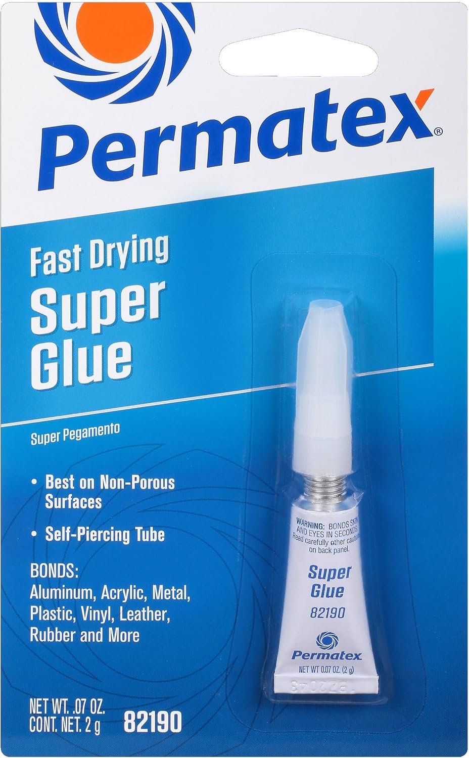 Permatex 82190 Super Glue – Fast-Setting Cyanoacrylate Adhesive for Metal, Plastic, Rubber, and Household Repairs