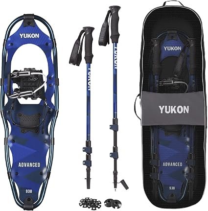 Yukon Charlie’s 803011K Snowshoe Kit – 30 Inch Blue Snowshoes with Trekking Poles and Carry Bag