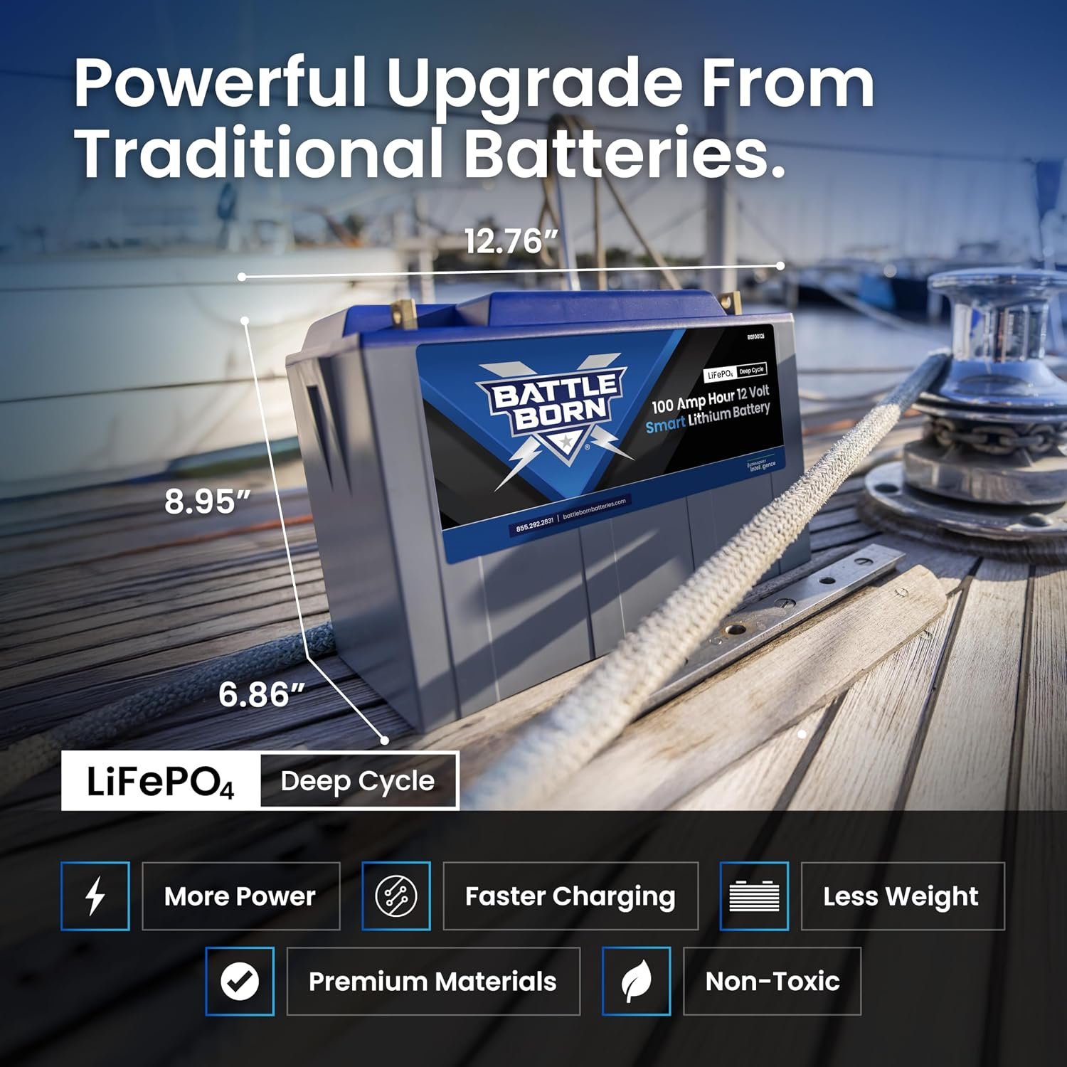 Battle Born BB10012I LiFePO4 Deep Cycle Battery – 100Ah 12V Lithium Battery with Internal Battery Management System - Image 3