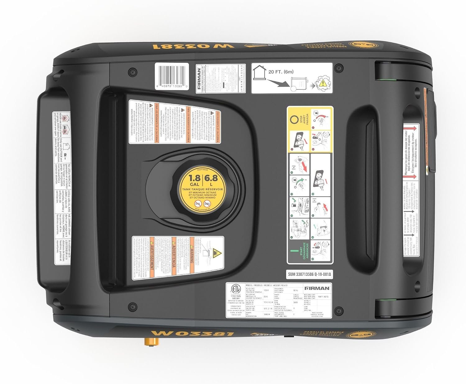 Firman W03381 Portable Inverter Generator – 3650 Starting Watts with Recoil Start and Clean Inverter Power - Image 8