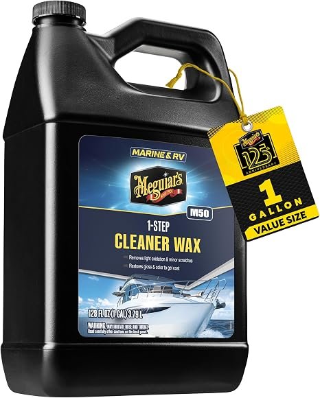 Meguiar’s M5001 Marine/RV Cleaner Wax – 1 Gallon Liquid Wax, Cleans, Polishes and Protects Fiberglass Surfaces