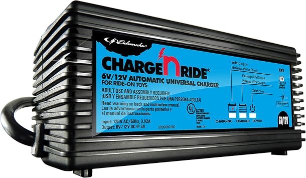 Schumacher CR1 Charge N’ Ride Charger Maintainer – 1A Automatic Battery Maintainer for 6V and 12V Powersport Batteries