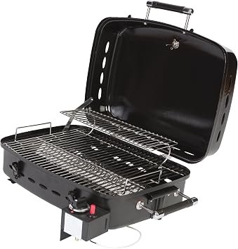 Faulkner 51307 Standard Black Gas Grill – Portable Camping Grill Without Adapter for Outdoor Cooking
