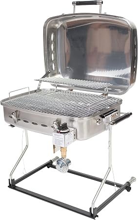 Faulkner 52302 Deluxe Stainless Steel Gas Grill – Portable Outdoor Cooking Grill for Camping and RV Use