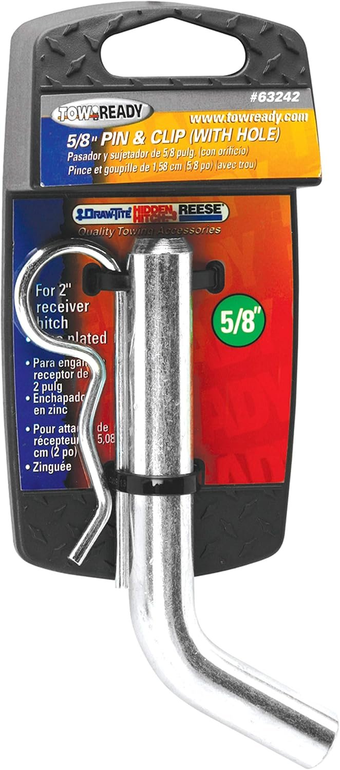 Draw-Tite 63242 Hitch Pin & Clip – 5/8 in Hole Style Trailer Hitch Retainer for Class III and IV Receivers
