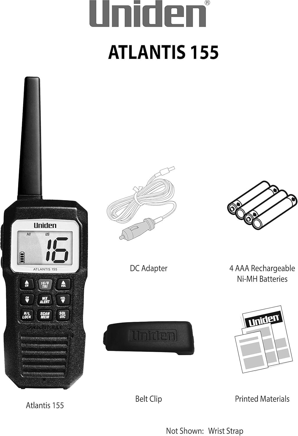 Uniden Atlantis 155 Handheld Marine VHF Radio – 3 Watt Output, Floating Waterproof Design with NOAA Alerts - Image 5