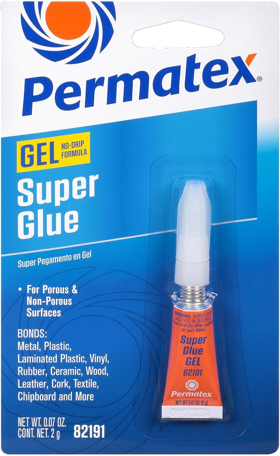 Permatex 82191 Super Glue Gel – No-Drip Cyanoacrylate Adhesive with Gap-Filling Formula for Vertical Repairs