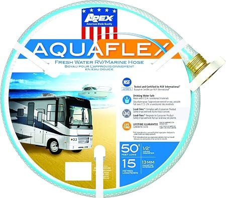 Teknor Apex 750350 AquaFlex Fresh Water Hose – 1/2 in x 50 ft Lead-Free Drinking Water Safe RV and Marine Hose
