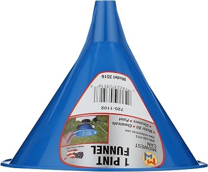 Midwest Can 3516 1 Pint Funnel – Compact Polyethylene Utility Funnel for Oil, Fuel, and Small Engine Service