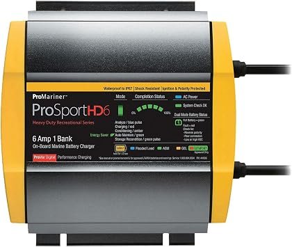 ProMariner ProSport HD 6 44006 Marine Battery Charger – 6 Amp Output, Single Bank, Waterproof Smart Charging