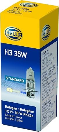 HELLA H335W H3 Halogen Bulb – 12V 35W PK22s T3.25 Replacement Lamp for Fog Lights, Auxiliary Lamps and Automotive Lighting Systems