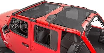 TrailFX MBT003 Mesh Bikini Top Plus – Black Mesh Sun Shade – Fits Jeep Wrangler JK 2-Door Models