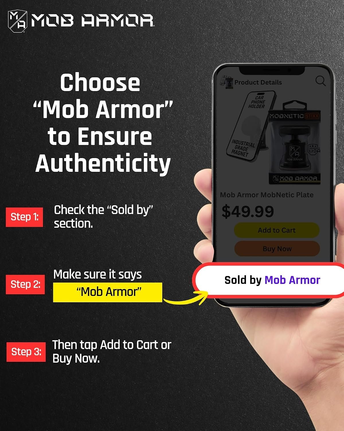 Mob Armor MobNetic Stix MOBNSTXBLK – Magnetic Phone Mount with Compact Low-Profile Design - Image 6