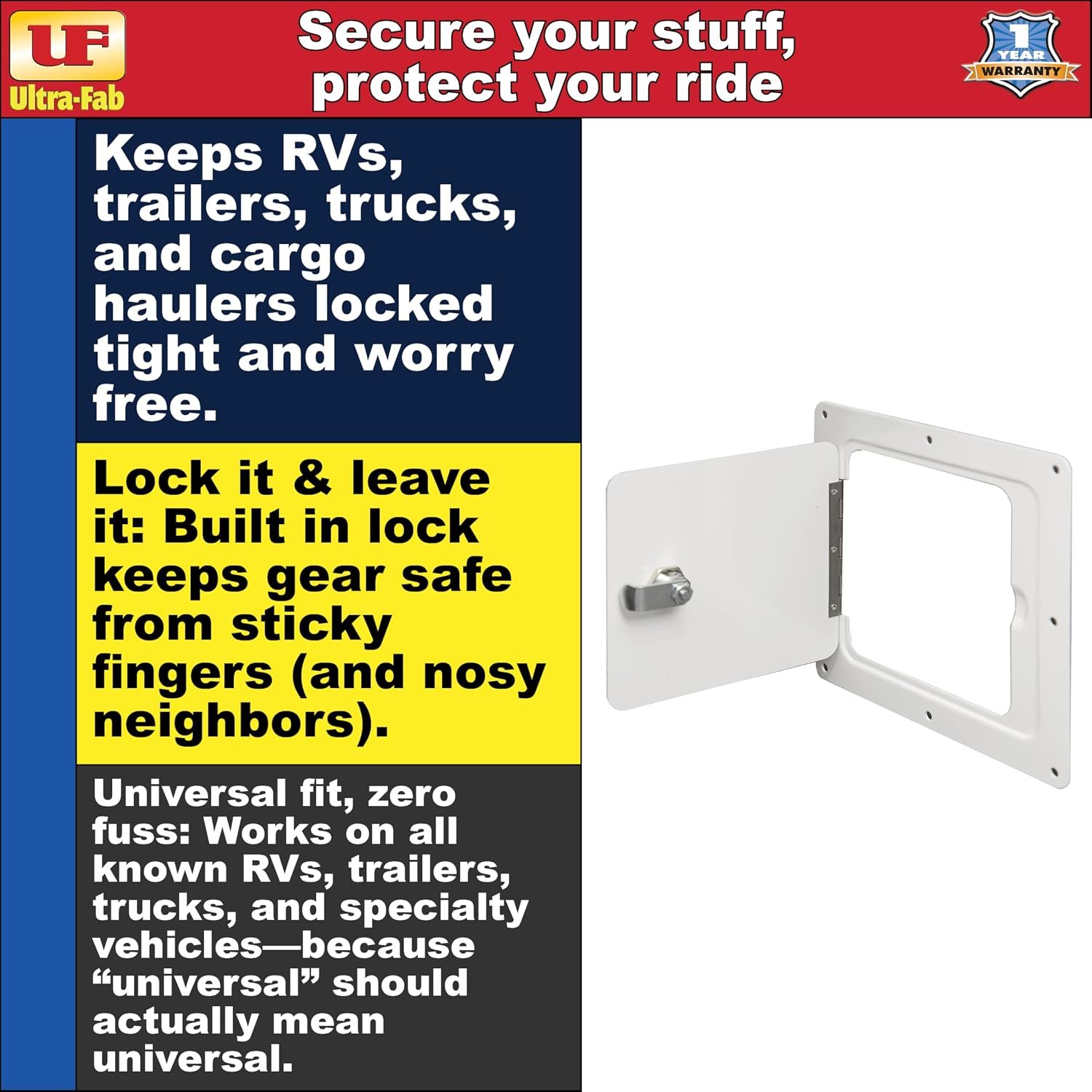 Ultra-Fab 48979009 Universal Access Door – White Locking Cargo Access Door with 5in x 5in Opening and 8in x 7in Frame - Image 2