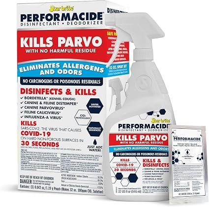 Star brite Performacide Kills Parvo Quart Kit – Veterinary-Grade Disinfectant Concentrate with Mixing Bottle and Measuring System