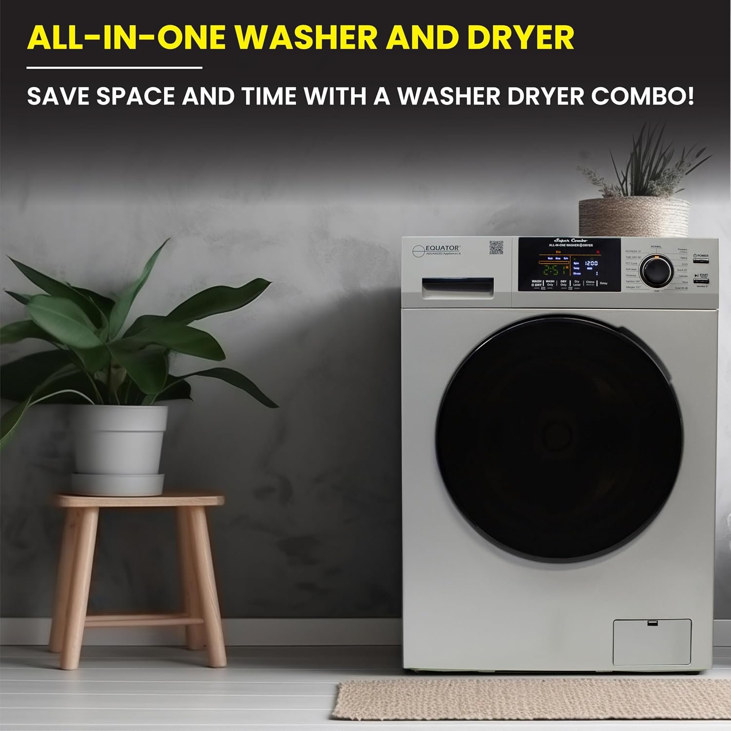 Pinnacle 800VSILVER Vented Washer Dryer Combo – 13 lb Capacity Silver Finish with Compact All-in-One Laundry Design - Image 4
